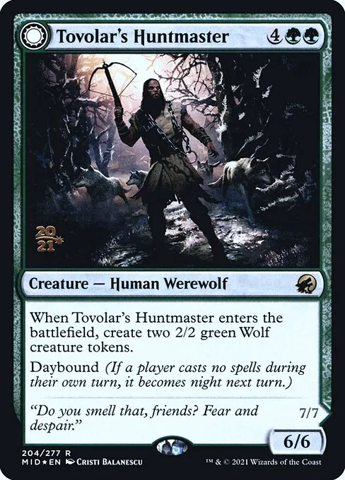 Tovolar's Huntmaster // Tovolar's Packleader · Innistrad: Midnight Hunt Promos 204s/155