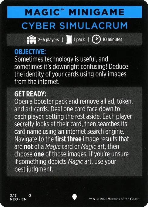 Cyber Simulacrum // Cyber Simulacrum (cont'd) · Kamigawa: Neon Dynasty Minigames 3/3