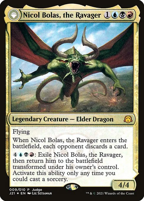 Nicol Bolas, the Ravager // Nicol Bolas, the Arisen · Judge Gift Cards 2021 9/10