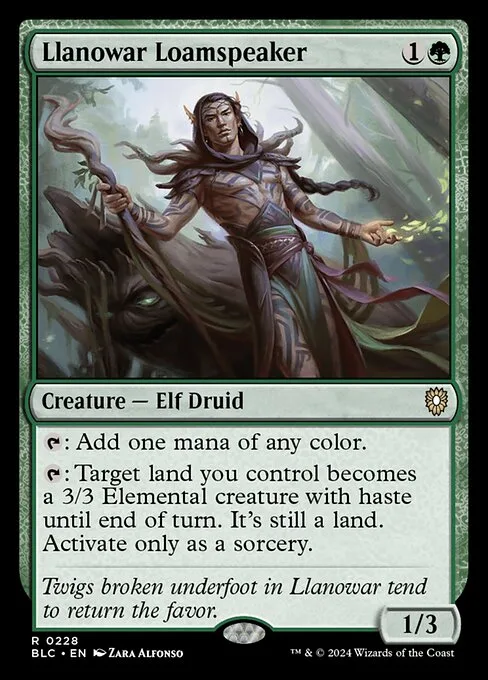 Llanowar Loamspeaker · Bloomburrow Commander 228/356