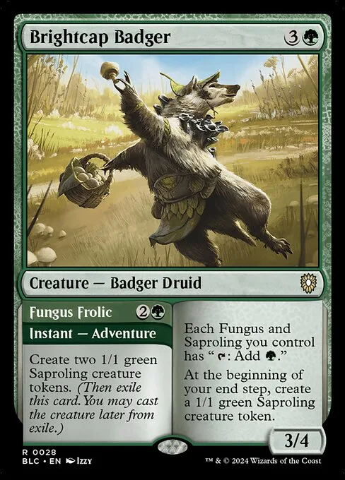 Brightcap Badger // Fungus Frolic · Bloomburrow Commander 28/356