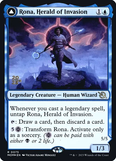 Rona, Herald of Invasion // Rona, Tolarian Obliterator · March of the Machine Promos 75s/144