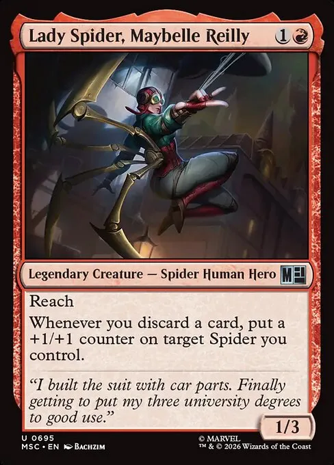 Lady Spider, Maybelle Reilly · Marvel Super Heroes Commander 695/9