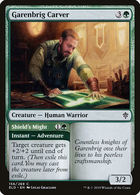 Garenbrig Carver // Shield's Might · Throne of Eldraine 156/398