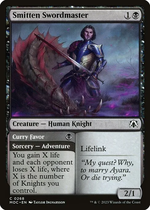 Smitten Swordmaster // Curry Favor · March of the Machine Commander 268/450