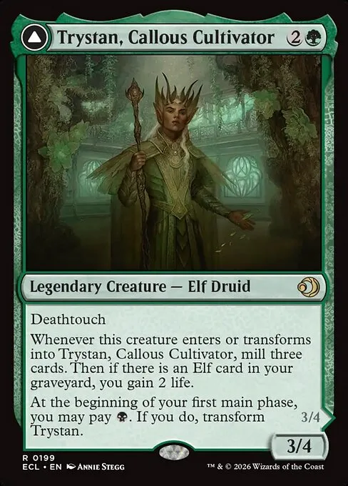 Trystan, Callous Cultivator // Trystan, Penitent Culler · Lorwyn Eclipsed 199/408