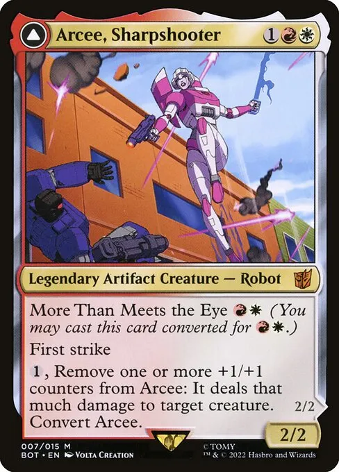 Arcee, Sharpshooter // Arcee, Acrobatic Coupe · Transformers 7/29