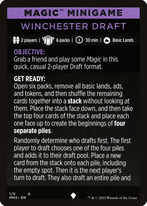 Winchester Draft // Winchester Draft (cont'd) · Modern Horizons 2 Minigames 1/5