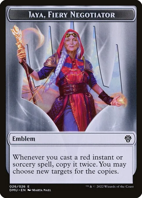 Jaya, Fiery Negotiator Emblem · Dominaria United Tokens 26/26