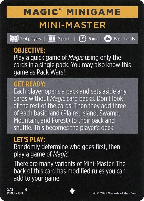Mini-Master // Mini-Master (cont'd) · Dominaria United Minigames 2/3