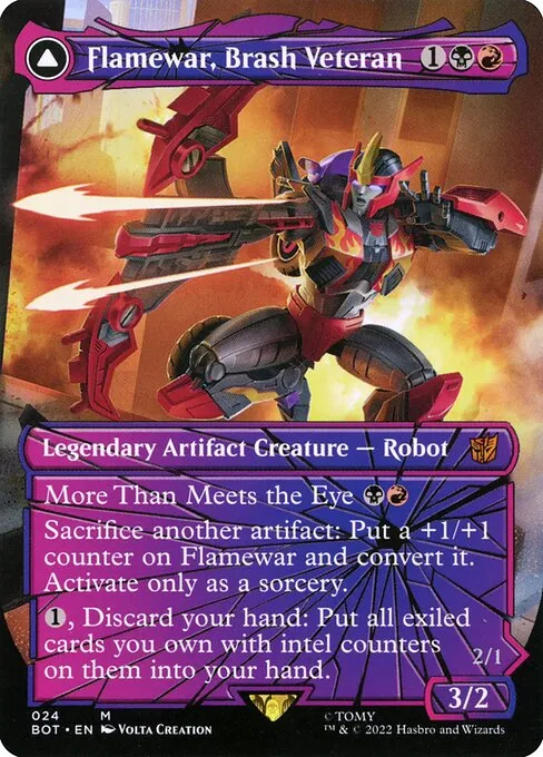 Flamewar, Brash Veteran // Flamewar, Streetwise Operative · Transformers 24/29