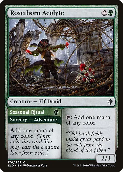 Rosethorn Acolyte // Seasonal Ritual · Throne of Eldraine 174/398