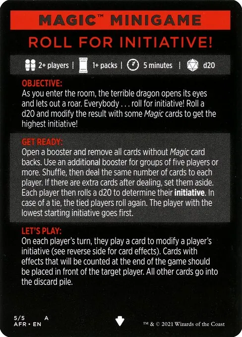 Roll for Initiative // Roll for Initiative (cont'd) · Adventures in the Forgotten Realms Minigames 5/5