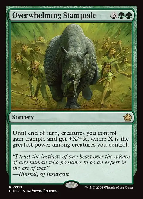 Overwhelming Stampede · Foundations Commander 218/3