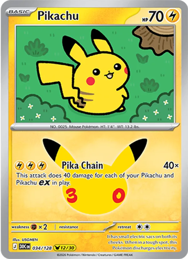 Pikachu · 30th Celebration 034/128