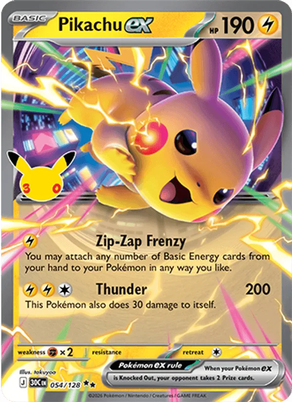 Pikachu ex · 30th Celebration 054/128