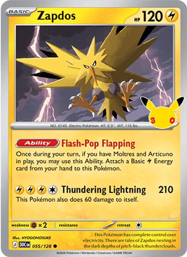 Zapdos · 30th Celebration 055/128