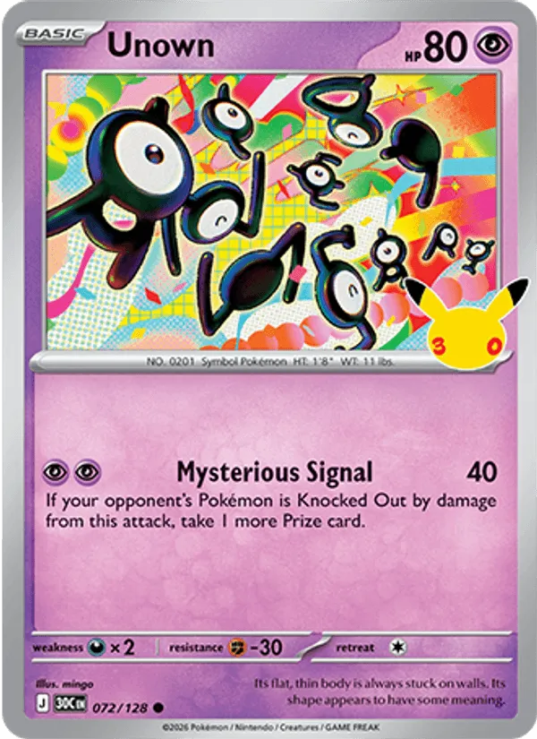 Unown · 30th Celebration 072/128
