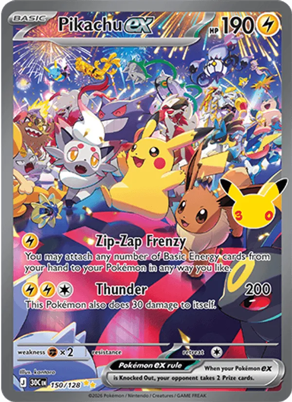 Pikachu ex · 30th Celebration 150/128