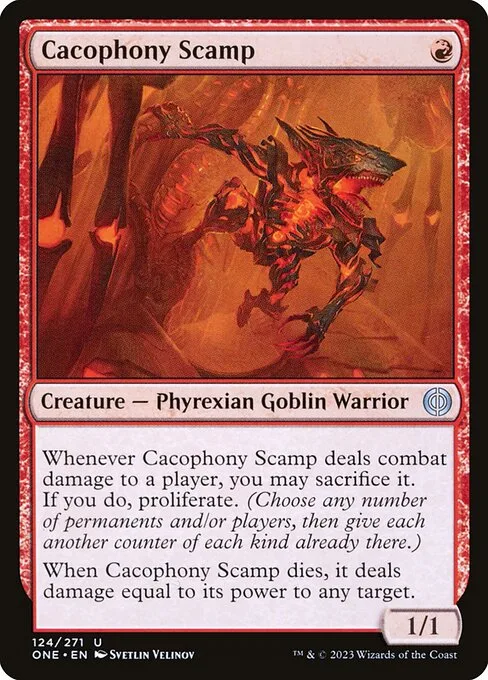 Cacophony Scamp · Phyrexia: All Will Be One 124/479