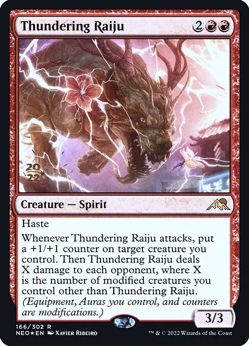 Thundering Raiju · Kamigawa: Neon Dynasty Promos 166s/148