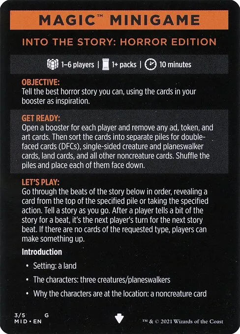 Into the Story: Horror Edition // Into the Story (cont'd) · Innistrad: Midnight Hunt Minigames 3/3