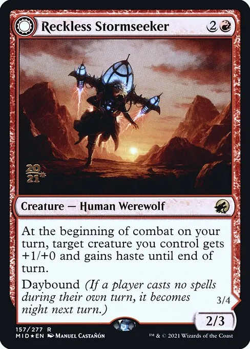 Reckless Stormseeker // Storm-Charged Slasher · Innistrad: Midnight Hunt Promos 157s/155