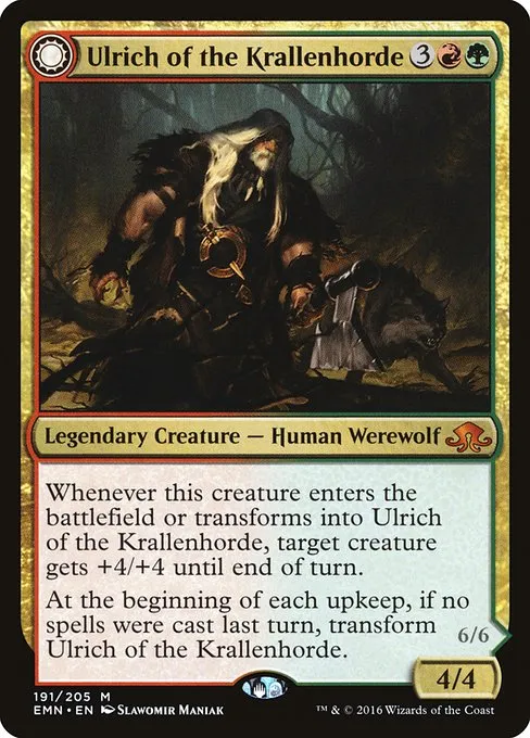 Ulrich of the Krallenhorde // Ulrich, Uncontested Alpha · Eldritch Moon 191/208
