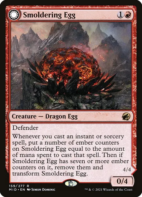 Smoldering Egg // Ashmouth Dragon · Innistrad: Midnight Hunt 159/399