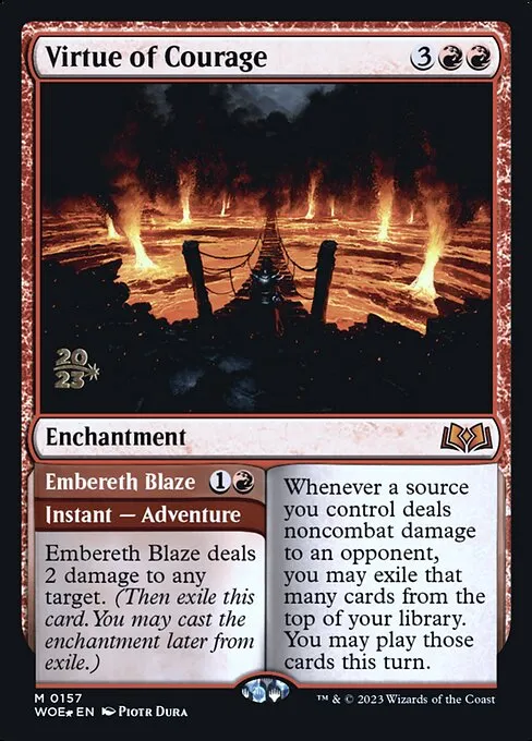 Virtue of Courage // Embereth Blaze · Wilds of Eldraine Promos 157s/160