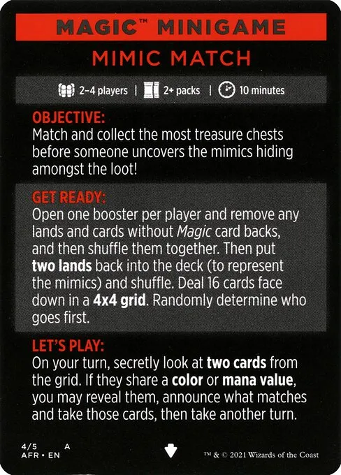 Mimic Match // Mimic Match (cont'd) · Adventures in the Forgotten Realms Minigames 4/5