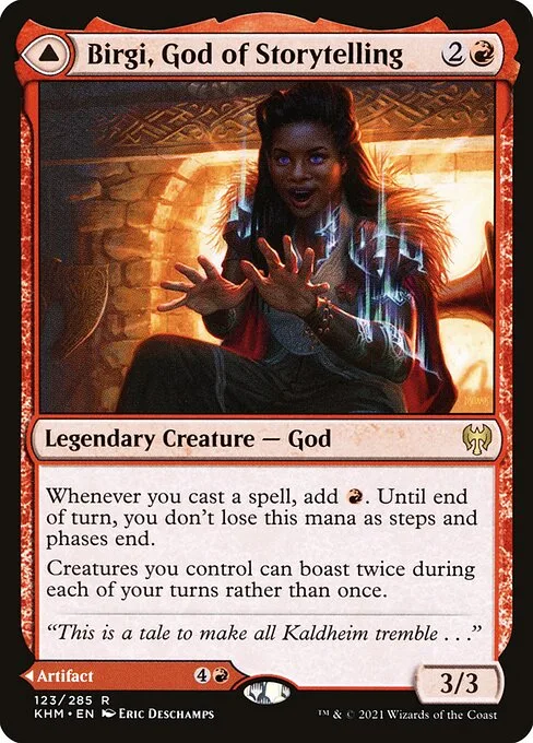Birgi, God of Storytelling // Harnfel, Horn of Bounty · Kaldheim 123/425