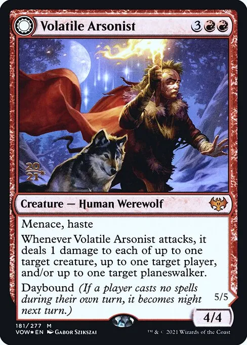 Volatile Arsonist // Dire-Strain Anarchist · Innistrad: Crimson Vow Promos 181s/121