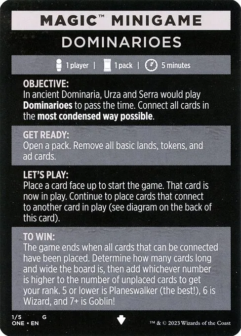 Dominarioes // Dominarioes (cont'd) · Phyrexia: All Will Be One Minigames 1/5