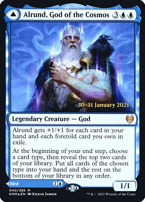 Alrund, God of the Cosmos // Hakka, Whispering Raven · Kaldheim Promos 40s/158