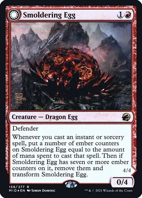 Smoldering Egg // Ashmouth Dragon · Innistrad: Midnight Hunt Promos 159s/155