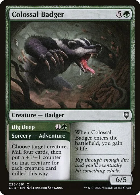 Colossal Badger // Dig Deep · Commander Legends: Battle for Baldur's Gate 223/936