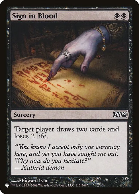 Sign in Blood · The List M10-112/5050