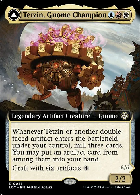 Tetzin, Gnome Champion // The Golden-Gear Colossus · The Lost Caverns of Ixalan Commander 31/370