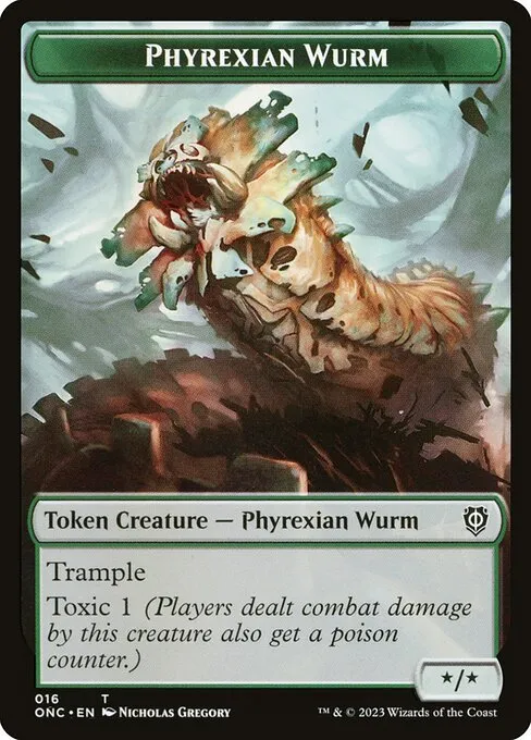 Phyrexian Wurm · Phyrexia: All Will Be One Commander Tokens 16/23
