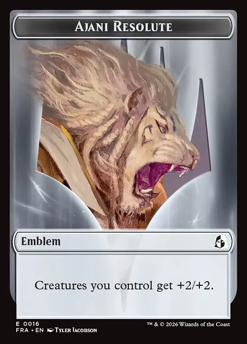 Ajani Resolute Emblem · Reality Fracture Tokens 16/1