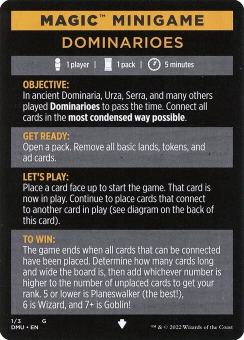 Dominarioes // Dominarioes (cont'd) · Dominaria United Minigames 1/3
