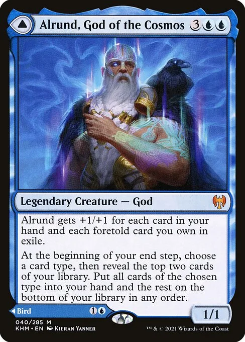 Alrund, God of the Cosmos // Hakka, Whispering Raven · Kaldheim 40/425