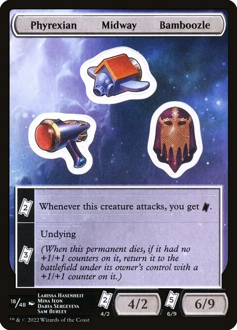 Phyrexian Midway Bamboozle · Unfinity Sticker Sheets 18/48