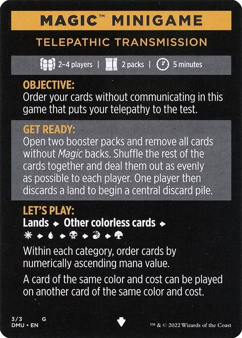 Telepathic Transmission // Telepathic Transmission (cont'd) · Dominaria United Minigames 3/3