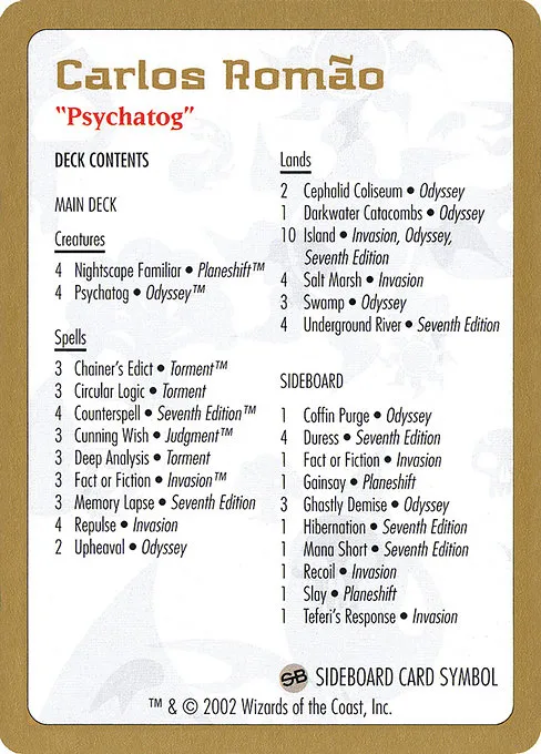 Carlos Romão Decklist · World Championship Decks 2002 cr0b/153