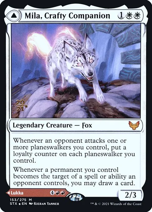 Mila, Crafty Companion // Lukka, Wayward Bonder · Strixhaven: School of Mages Promos 153s/164