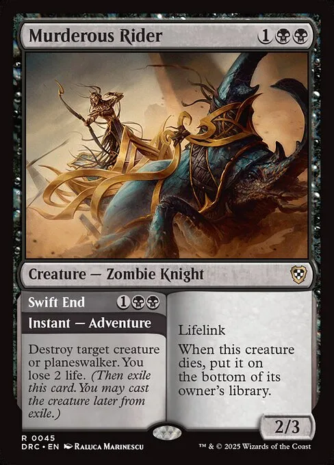 Murderous Rider // Swift End · Aetherdrift Commander 45/184