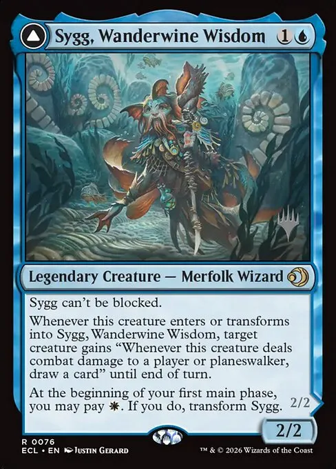 Sygg, Wanderwine Wisdom // Sygg, Wanderbrine Shield · Lorwyn Eclipsed Promos 76p/87
