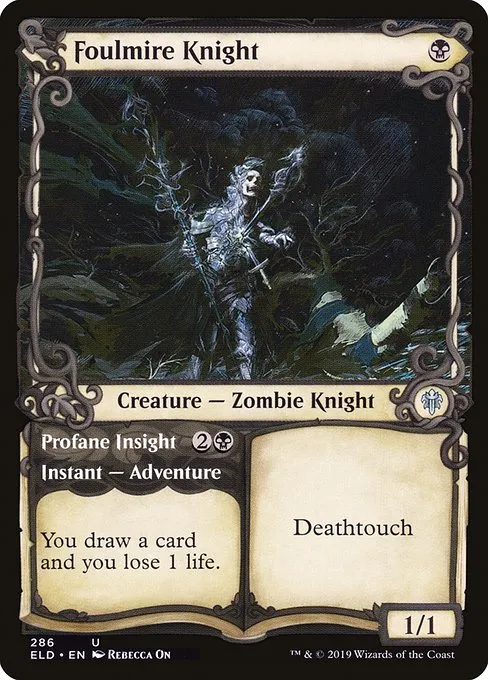 Foulmire Knight // Profane Insight · Throne of Eldraine 286/398